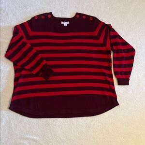 Liz Claiborne Burgundy/Red Stripped Knit Top Size 2X